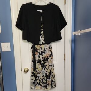 Danny & Nicole Floral Dress with Black Accents